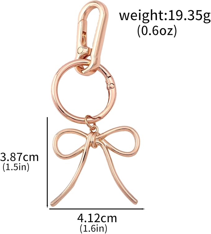 Sparkly Bow Bag Charm Keychain - Rhinestone Bow Key Chain for Women - Cute Purse Handbag Charms Accessories