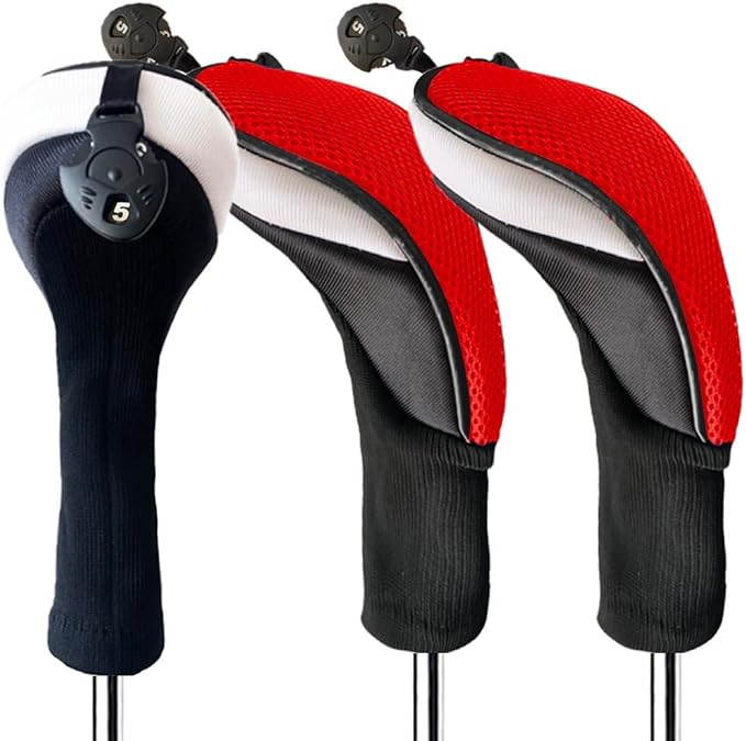 Golf Club Head Covers for Woods and Driver Hybrids Fairway Value Pack Protective Clubs Headcovers with Interchangeable No.Tags 1 3 5