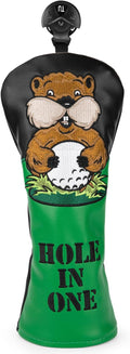 Golf Club Head Covers, Gopher Style Embroidery Golf Club Covers for Woods and Driver Fairway Hybrid, PU Leather Golf Head Covers for Men Women with Interchangeable Tags, Fits Most Golf Clubs