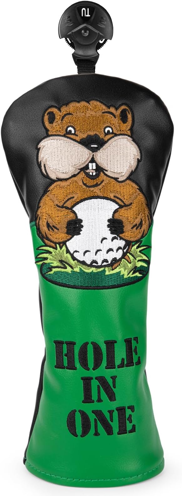 Golf Club Head Covers, Gopher Style Embroidery Golf Club Covers for Woods and Driver Fairway Hybrid, PU Leather Golf Head Covers for Men Women with Interchangeable Tags, Fits Most Golf Clubs