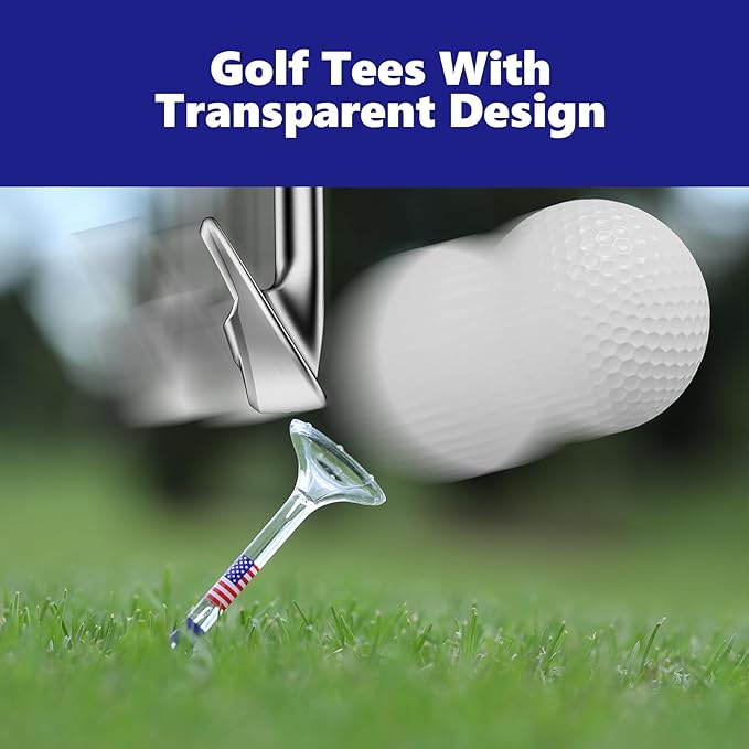 Golf Tees 3 1/4 inches (83mm) Plastic Clear Funny Bulk Unbreakable Reduces Friction & Side Spin Golfing Accessories for Women Men Golfers,30 Counts