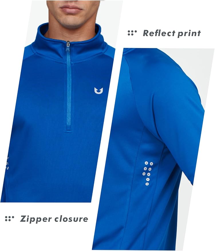 NORTHYARD Quarter Zip Pullover Men Running Shirt Long Sleeve Moisture Wicking Quick Dry Athletic Workout Shirts