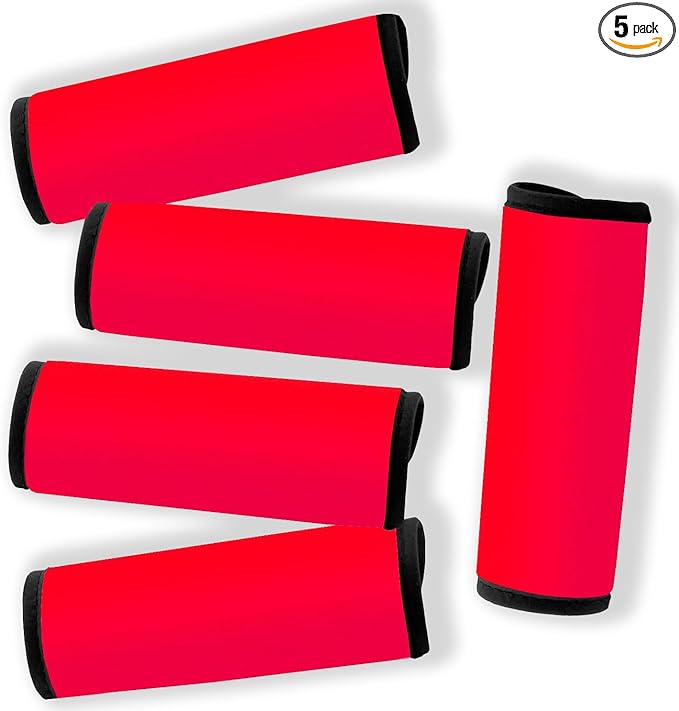 Neoprene Luggage Handle Wraps for Traveling Bright Color Luggage Tags|Handle Wraps|Handle Covers (Red)