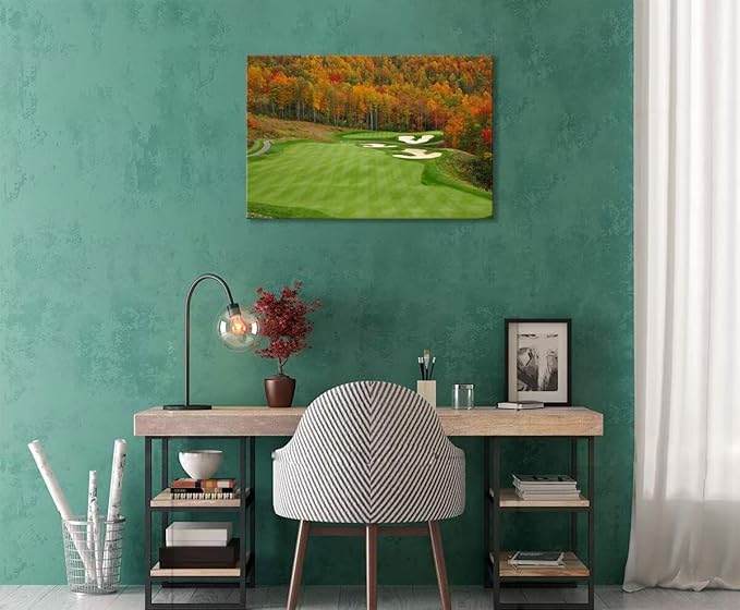 Sequoyah North Carolina Mountains Golf Course Wall Art for Living Room Bedroom Bathroom Home Decorations North Carolina Golf Course Picture Poster Canvas Prints Framed Ready to Hang(12''H x 16''W)