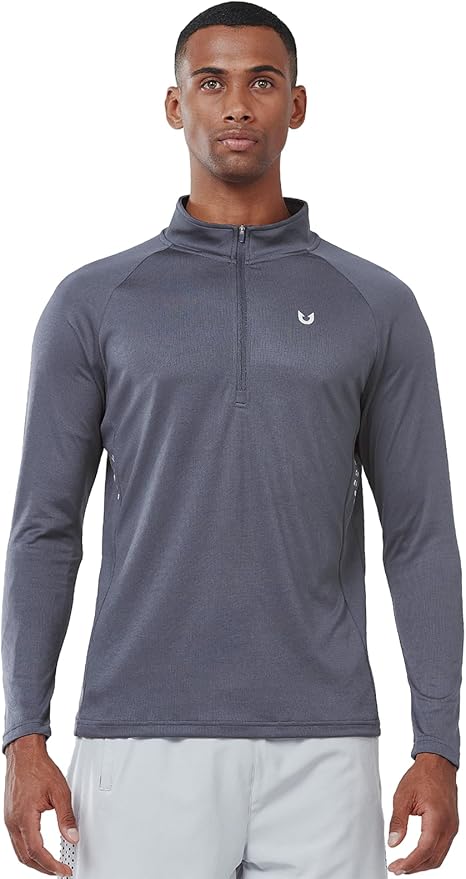 NORTHYARD Quarter Zip Pullover Men Running Shirt Long Sleeve Moisture Wicking Quick Dry Athletic Workout Shirts