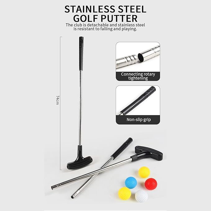 Golf Putting Green - Indoor Games Practice Equipment Golfing Accessories for Children Girls Backyard Yard Beach Camping Birthday, Kids Golf Training Set with Practice Pad
