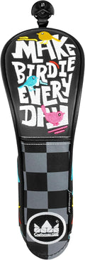 Craftsman Golf Make Birdie Everyday Black and Gray Checkers Golf Club Headcover for Woods and Driver Hybrids Irons Protector Putter Covers