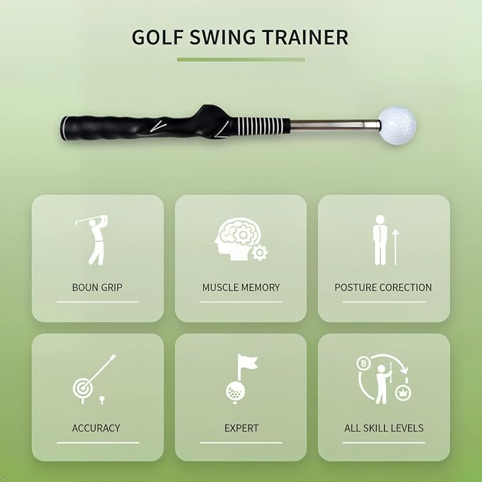 Retractable Golf Swing Training Aid，Suitable for Indoor and Outdoor Practice, with Click Feedback, Suitable for Right Hand, Very Suitable for Beginners to Learn and Train