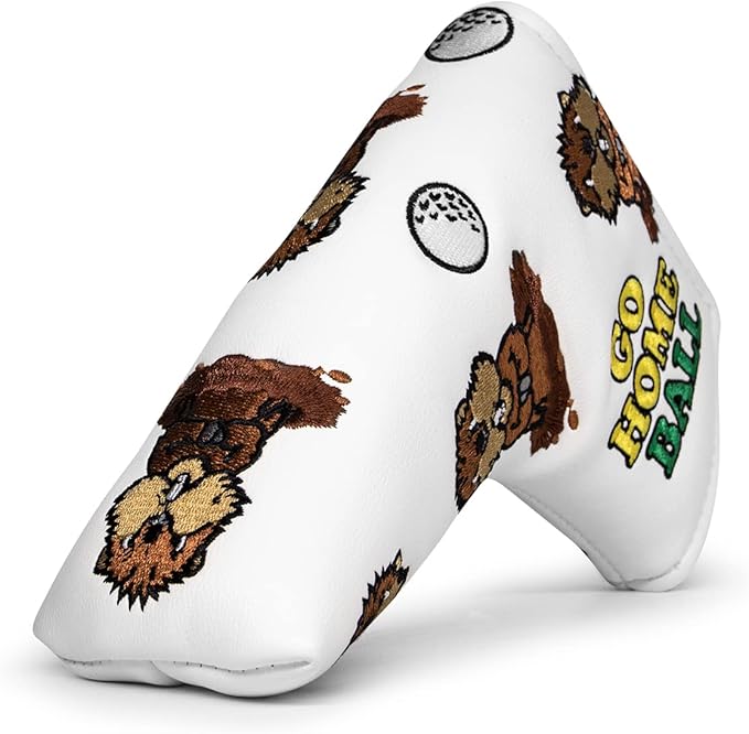 Barudan Golf Putter Head Cover Magnetic Blade Putter Cover Headcover Gopher Headcover Golf Gift for Husband or Dad (White)