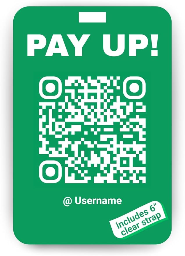 Pay UP Golf Bag Tag with Custom QR Code Funny Venmo Tip Tag Personalized Golf Accessory Gift for Golfers
