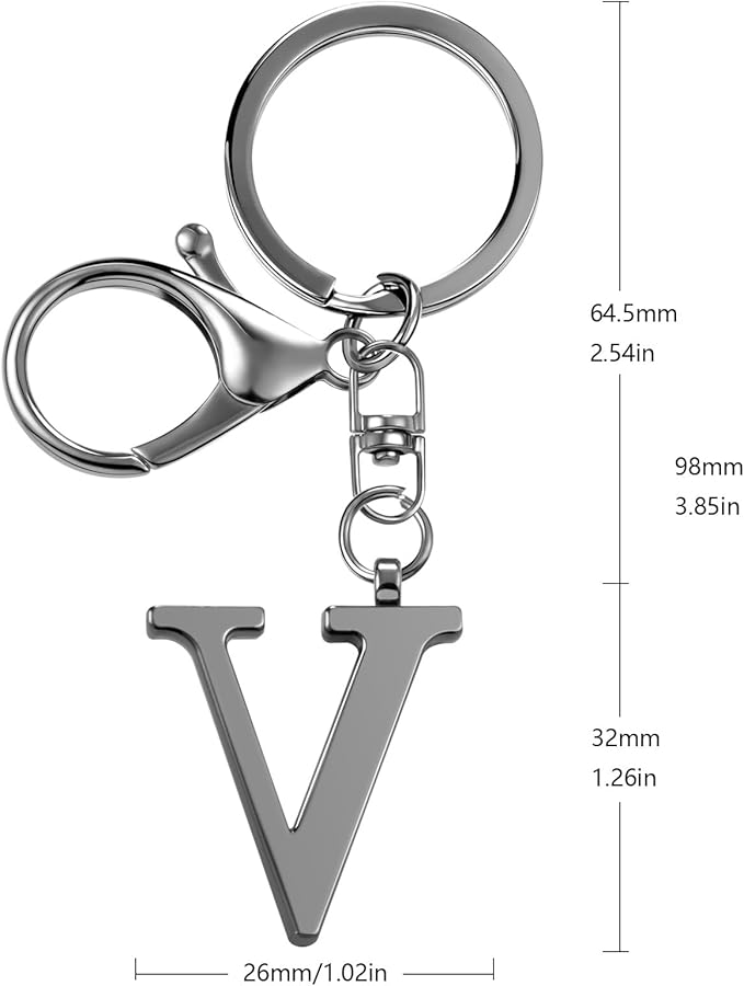 LAXPICOL Gold Letter A-Z Keychain for Women Bag Charms Purse Charms For Handbags Metal Alphabet Initial Letter Keychain