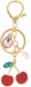 Madison Tyler Western Cowboy Boots Cherry Bow Bubble Tea Strawberry Cute Keychain | Bag Charms for Handbags Purse Charms