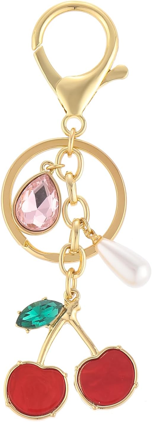 Madison Tyler Western Cowboy Boots Cherry Bow Bubble Tea Strawberry Cute Keychain | Bag Charms for Handbags Purse Charms