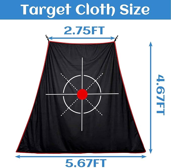 Golf Target Cloth - Heavy Duty Impact Screen for Golf Nets, Indoor/Outdoor Practice Hitting Training Aid with S-Hooks