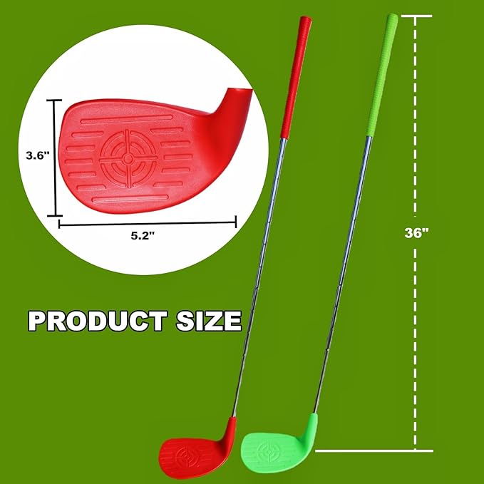 4 Pack 36" Backyard Golf Club Set with Oversize Heads & 12 Practice Balls, Play Outdoor Golf Yard Games for Adults, Hit Plastic or Foam Balls in Grass/Parks/Yards (Right Hand)
