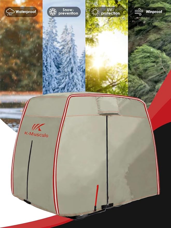 K-Musculo Golf Cart Cover, 2+2 Passenger Fits EZGO, Club Car, Yamaha, Heavy Duty Marine Grade Fabric, Waterproof & Windproof Outdoor All-Weather (600D-PU, 600D)