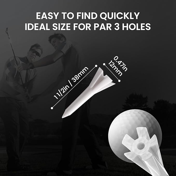Golf Tees Plastic 1 1/2 inch Value 300 600 Pack, Upgrade More Unbreakable Bulk Stable Reduce Friction Side Spin Tee for Men Women Ladies