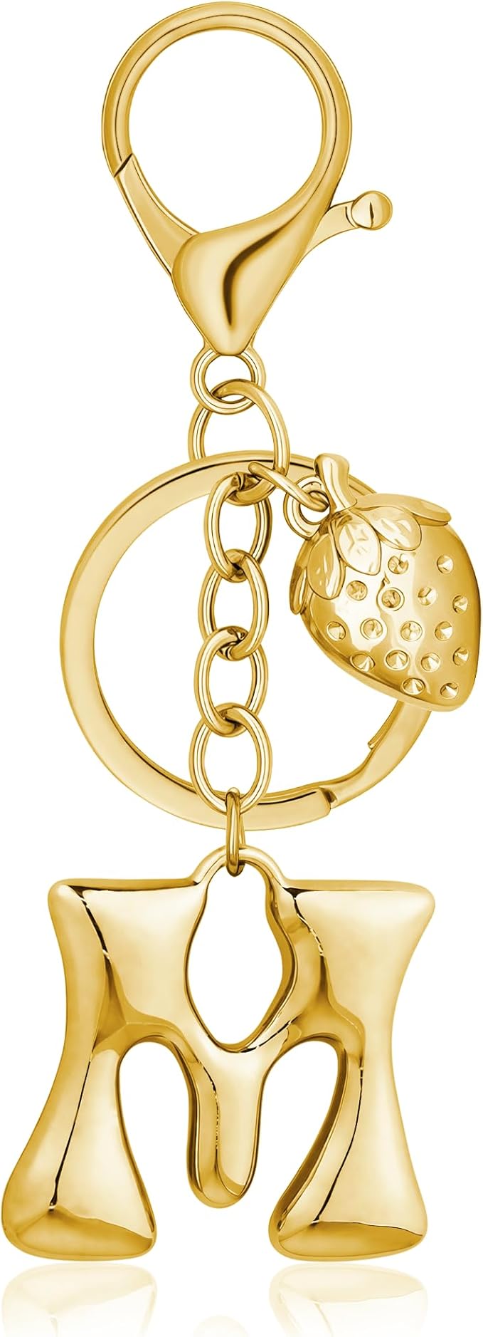 Gold Bubble Heart, Cherry, Bow & More Designs Letter Initial Keychain Bag Charms – Cute Purse Charms for Handbags