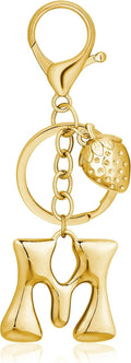 Gold Bubble Heart, Cherry, Bow & More Designs Letter Initial Keychain Bag Charms – Cute Purse Charms for Handbags