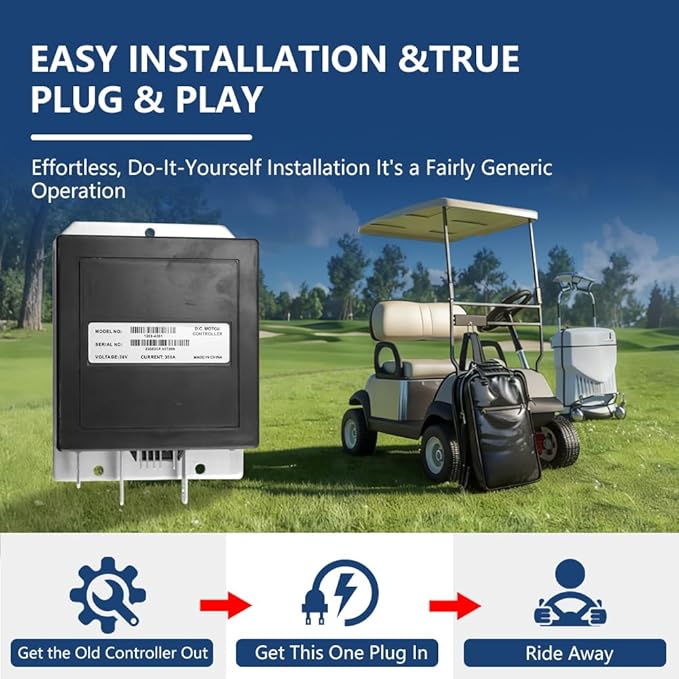 1206-4301 Golf Cart Controller, 36V 350A Speed Controller for EZGO TXT, Medalist, MPT 800, Workhorse 800 (1994-2012), Compatible with Curtis, ITS Throttle Type, 5-Pin, Part Number 25864G09, 25864G04