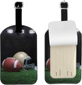 Ameican Football Luggage Tag for Suitcases,Sport Golden Helmet Grass Field PU Leather Baggage Tags Bag Tags Travel Id Label for Luggage Women Men -1 Piece