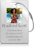 Personalized Luggage Tags - Custom Metal Luggage Tags for Suitcases, Backpacks and Bags with Your Personalized Club Logo Text (Silver)