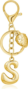 Gold Bubble Heart, Cherry, Bow & More Designs Letter Initial Keychain Bag Charms – Cute Purse Charms for Handbags