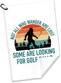 Not All Who Wander are Lost Polyester Printed Golf Towel for GolfBag, Funny Golf Gifts & Accessories for Men Women Golfs Fan Dad Grandpa, GolfLover Retirement Birthday Gifts (White)