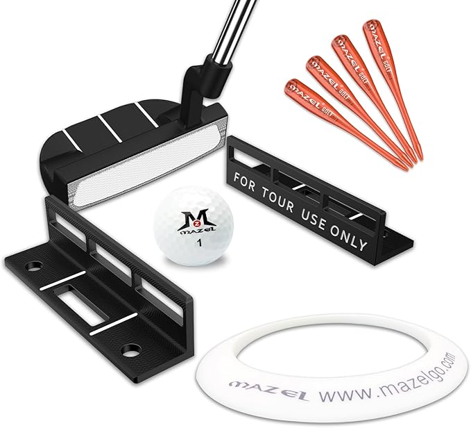 MAZEL Golf Alignment Putting Training Aids - Golf Putting Path Tool for Consistency & Accuracy - Include Putting Gates,Ring & Golf Tees