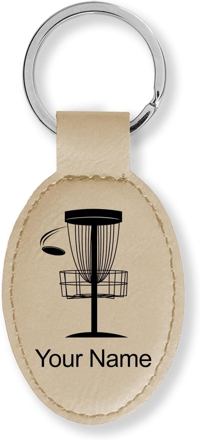 LaserGram Oval Keychain, Disc Golf, Personalized Engraving Included