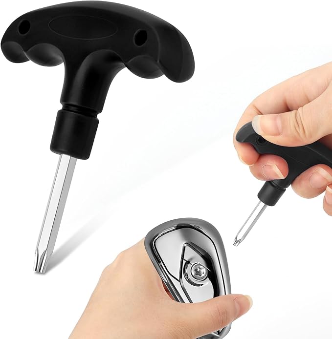 2pcs Golf Wrench, Adjustable Golf Tool with Plastic Handle Stainless Steel Driver Tool Sport Accessories Kit for Amateur Professional Golfers for Men Gifts Presents Stuff Equipment (Black)