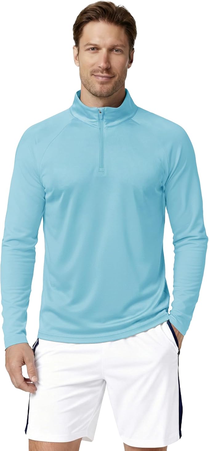 Boladeci Men's UPF 50+ Sun Shirts 1/4 Zip Long Sleeve SPF UV Protection Lightweight Quick Dry Quarter Zip Golf Shirts
