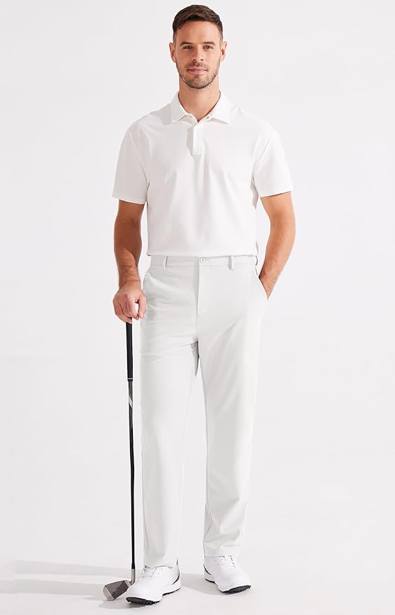 Libin Men's Golf Pants Classic Fit Flat Front Work Dress Pants 29" 31" 33" Stretch Casual Pants Lightweight with Pockets