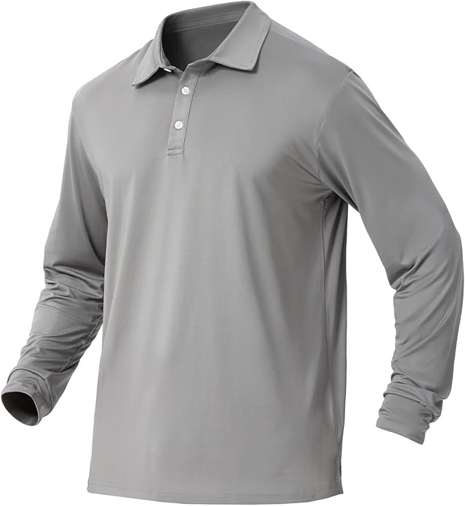 NAVISKIN Men's Polo Shirts Long Sleeve Golf Shirts with Collar UPF 50 SPF Shirt for Men Quick Dry Moisture Wicking