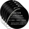Stainless Luggage Tags for Suitcases 4 Pack: Metal Personalized Luggage Tags for Backpacks & Bags with Customizable Texts (Black)