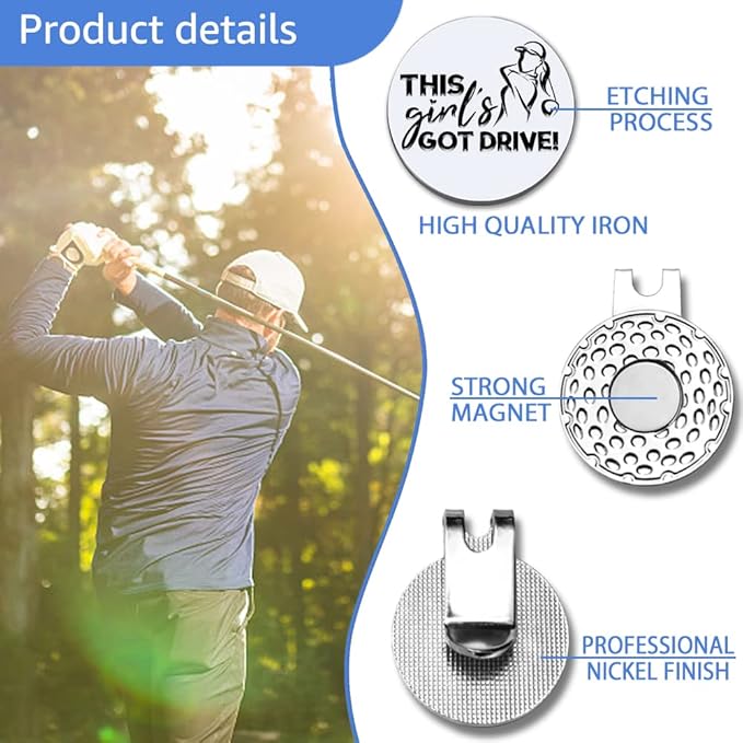 Strong Woman Golfer Ball Marker with Magnetic Hat Clip, Funny Golf Accessories Gifts for Proud Women, Novelty Birthday Gifts for Women Golfer Fan