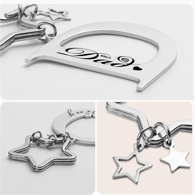 Qunrwe Stainless Steel Initial Letter A-Z Keychain,Inspirational Gifts for Women Men Friends Daughter Son Sister Dad Mom