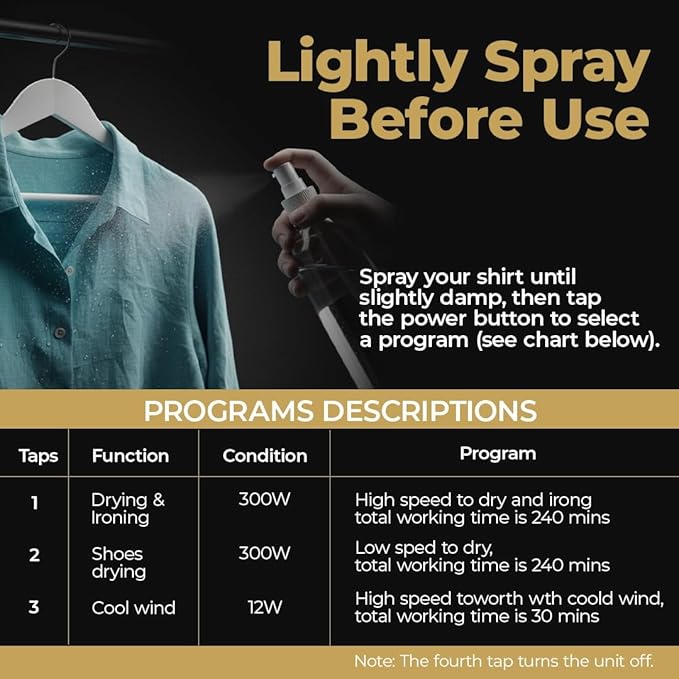 VOYAGE – Portable Travel Shirt Press & Wrinkle Remover - Compact 3-in-1 Hot-Air Iron, Dryer & Garment Refresher - Hands-Free, 120V, Lightweight for Business Travel, Small Spaces & Yachts