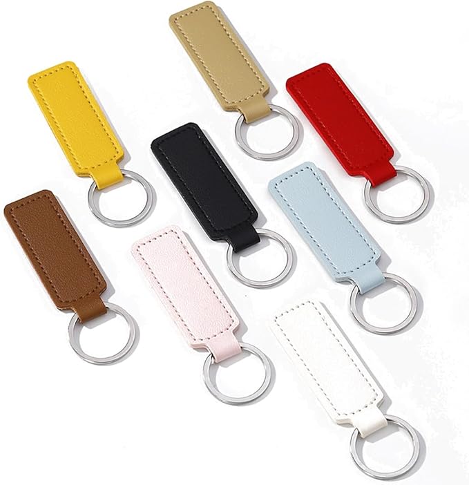 10Pack Personalized Leather Keychain Bulk, Custom Handmade Leather Key Chain Ring for Men/Women/Company Events