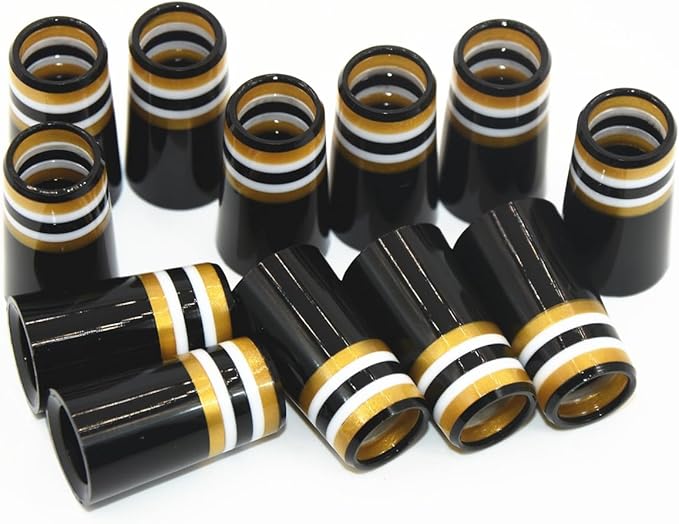 12pcs Premium Gold/White/Black Stripes Golf Iron Ferrules .370 Universal Ferrules Caps for Carbon Fiber Golf Iron Shaft