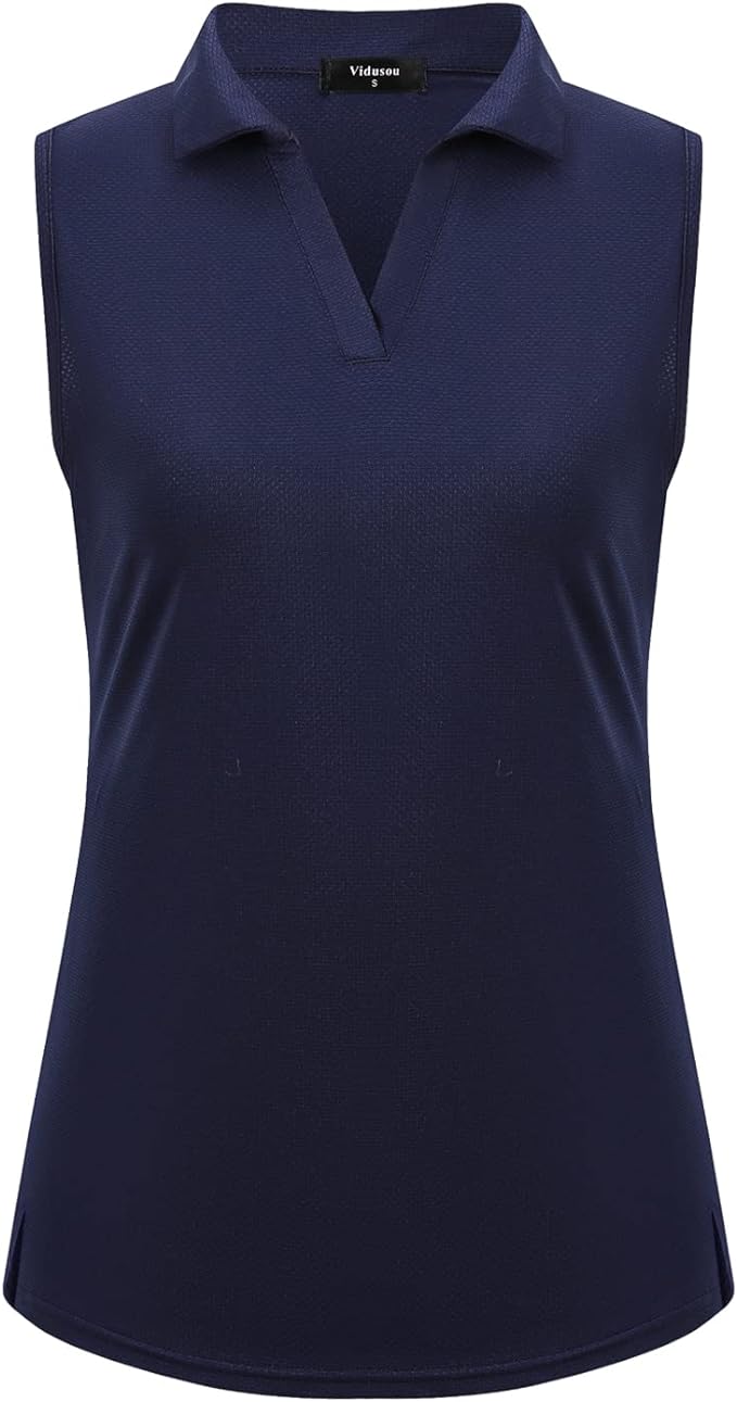Womens Sleeveless Golf Polo Shirts Lightweight Tennis Sport Tops