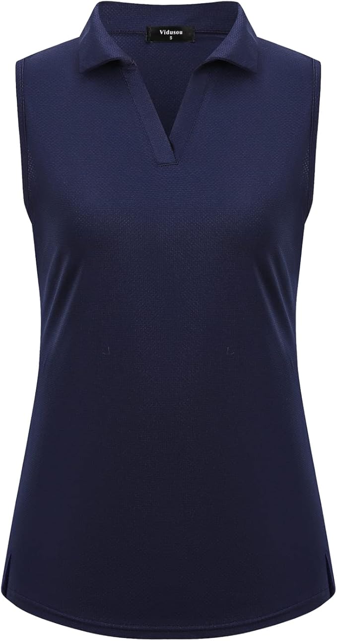 Womens Sleeveless Golf Polo Shirts Lightweight Tennis Sport Tops