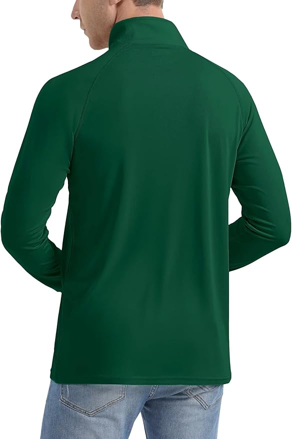 MAGCOMSEN Men's Long Sleeve Sun Shirts UPF 50+ Tees 1/4 Zip Up Fishing Running Rash Guard T-Shirts Outdoor Shirt