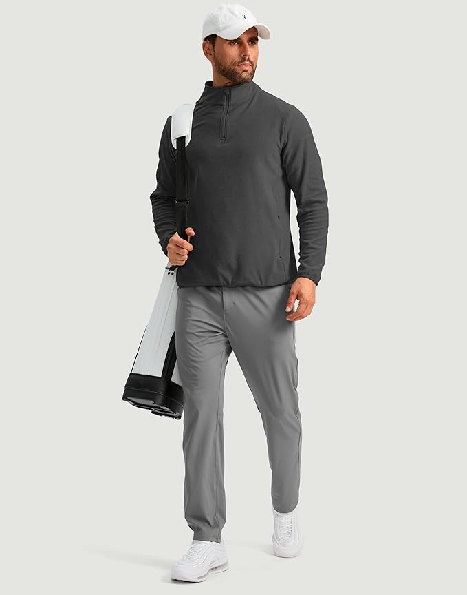 G Gradual Mens Quarter Zip Pullover Fleece with 2 Zipper Pockets Long Sleeve Golf Shirt Winter Athletic Sweater Lightweight