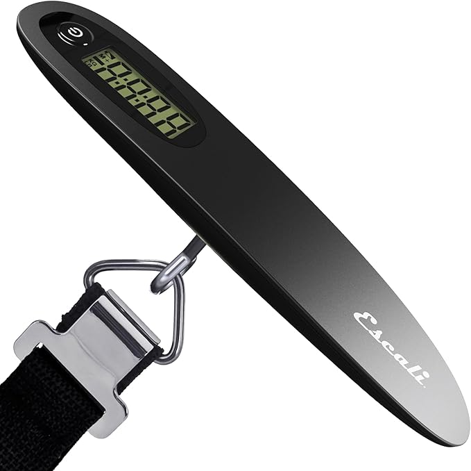 Escali Velo Slimline Portable Travel Luggage Scale with 110 lb Capacity, Black