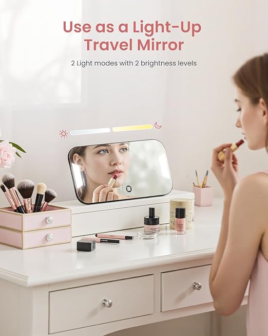 RENPHO Portable Rechargeable Scale for Body Weight, Travel Weight Scale with Travel Makeup Mirror, Slide-Out LED Display, Digital High Accurate Scale for Traveling, 400lbs, Core Go, 8.98" x 5.28"