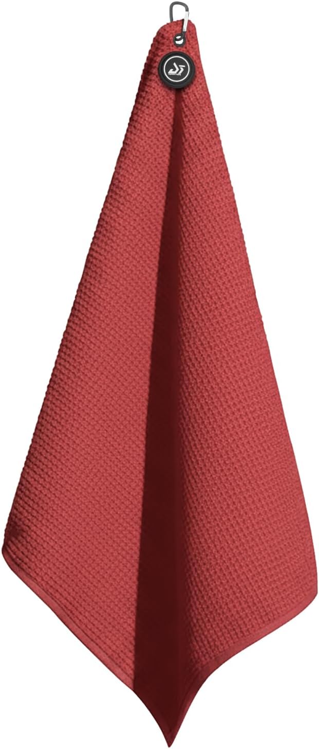 Dragon tiger Magnetic Golf Towel – 23.6"x15.7" Microfiber Waffle Weave with Magnet & Carabiner, Ultra Absorbent for Clubs, Bags & Carts, (Red)