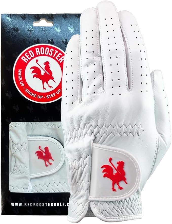 RED ROOSTER Sussex Premium Golf Glove, Cabretta Leather, White, Ultra-Thin Tournament Design