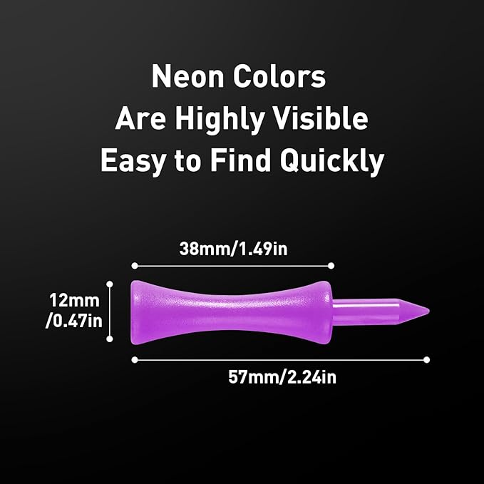 FINGER TEN Golf Castle Tees Plastic 2 1/4 Inch with Stopper for Consistent Height Value 50 Pack, Short Durable Tee for Par 3 Holes in Orange Purple Pink for Men Women