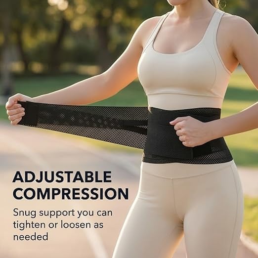 Breathable Mesh Back Brace with Flexible Stays, Ultra-Thin Adjustable Lumbar Support Belt for Men & Women, Immediate Relief for Lower Back Pain & Discomfort, Ideal for Work, Walking & Daily Use (Fits Waist 31.1"-53.15")